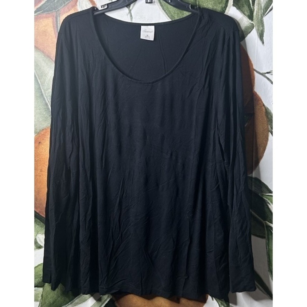Soma XL Black Jersey Knit Pajama Top Long Sleeve Sleepwear Soft